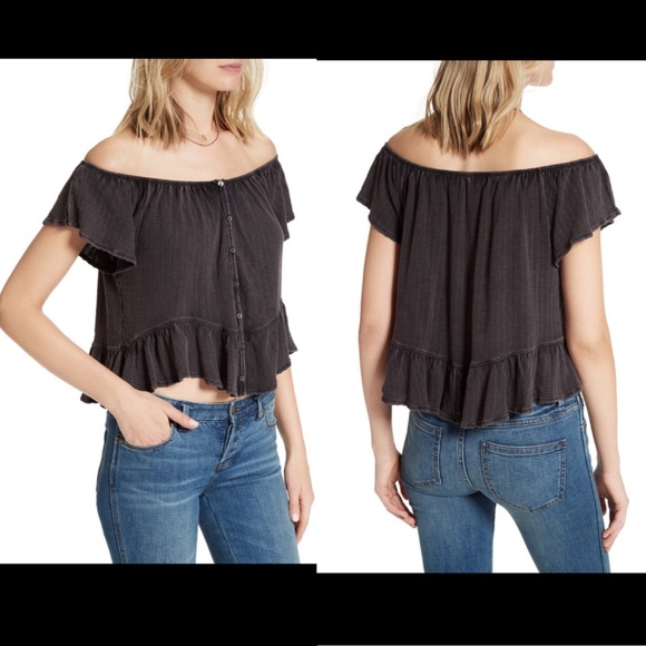 Free People mint julep off the shoulder top - Picture 1 of 4